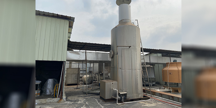 鋰電池正極涂布烘干廢氣處理工程（水噴淋塔）安裝